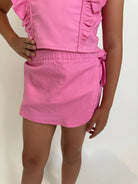 Little | Olin | Pink | Denim | Skort | Vagabond | Apparel | Boutique