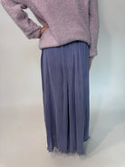 Little Olin | Long Pleated Skirt | Model | Back | Vagabond | Apparel | Boutique