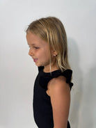 Little Olin | Ruffle Dress Black | Side | Model | Vagabond | Apparel | Boutique