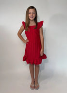 Little Olin | Ruffle Dress Red | Model | Vagabond | Apparel | Boutique