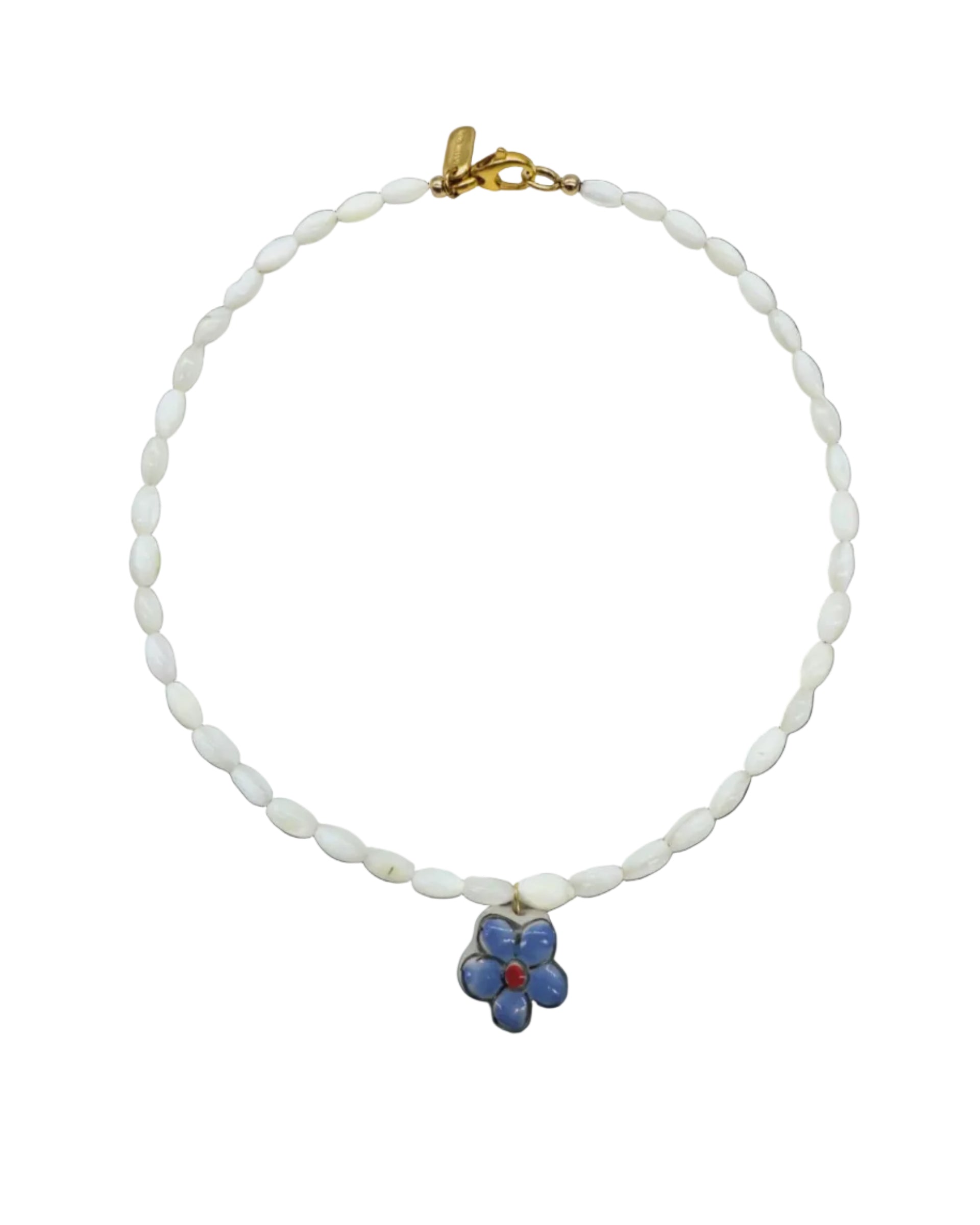 Logan Tay | White Beaded Purple Flower Necklace | Vagabond | Apparel | Boutique
