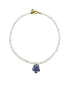 Logan Tay | White Beaded Purple Flower Necklace | Vagabond | Apparel | Boutique