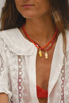 Logan Tay | Red Beaded Fish Necklace | Model | Vagabond | Apparel | Boutique