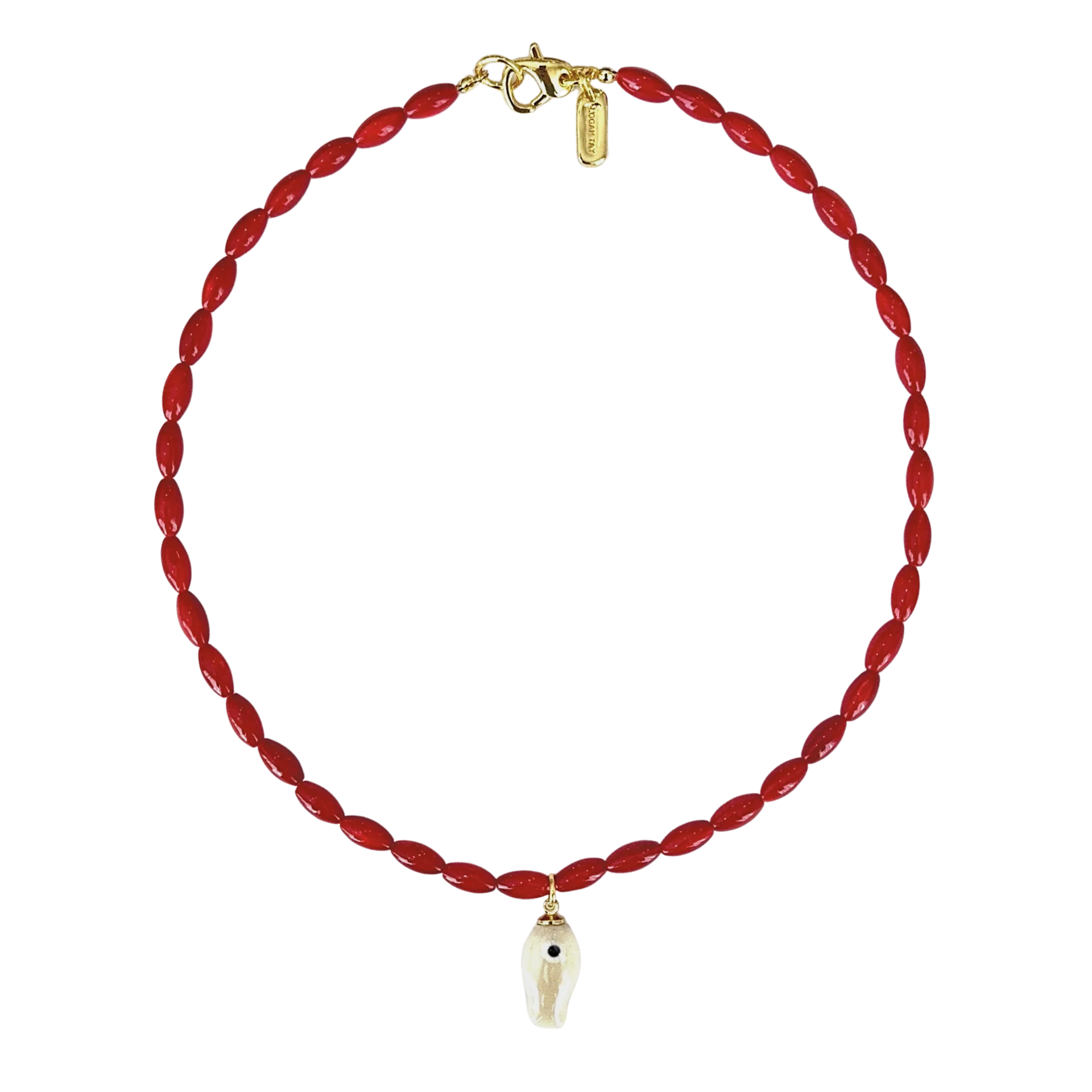 Logan Tay | Red Beaded Fish Necklace | Vagabond | Apparel | Boutique