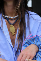 Logan Tay |  Blue Gemstone Fish Necklace | Vagabond | Apparel | Boutique