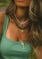 Logan Tay | White Beaded Purple Flower Necklace | Vagabond | Apparel | Boutique