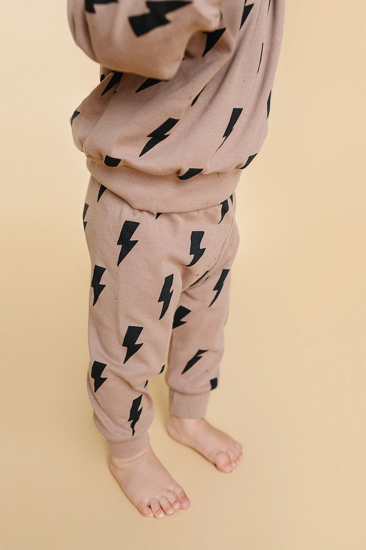 Lucky Panda | Bolts Jogger Set | Mocha | Model | Vagabond | Apparel | Boutique