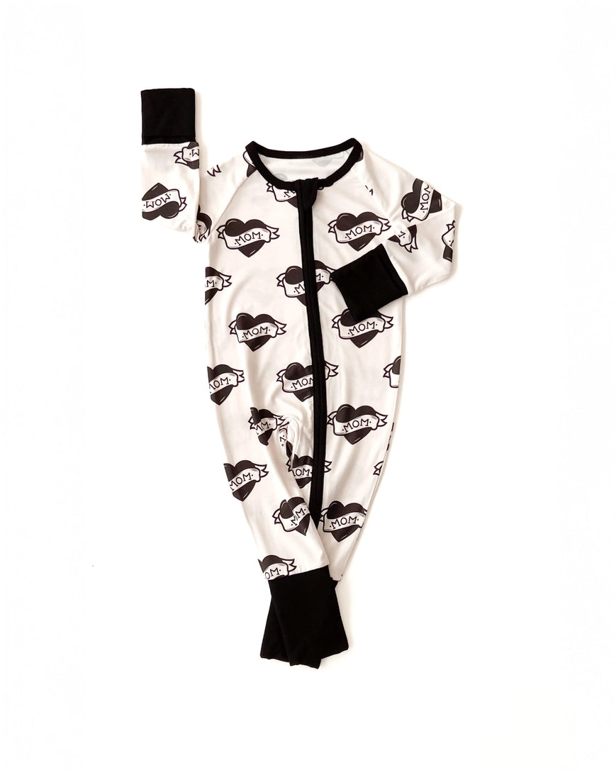 Lucky Panda | Mom Tattoo Zip Romper | Flat | Vagabond | Apparel | Boutique