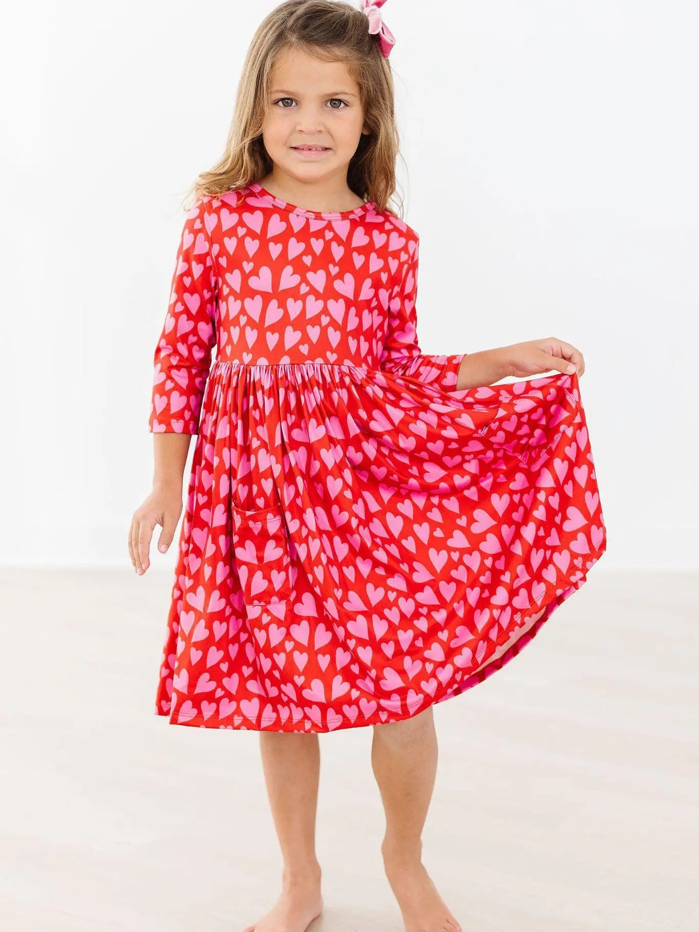 Mila & Rose | Hearts & Hugs 3/4 Sleeve Pocket Twirl Dress | Vagabond | Apparel | Boutique