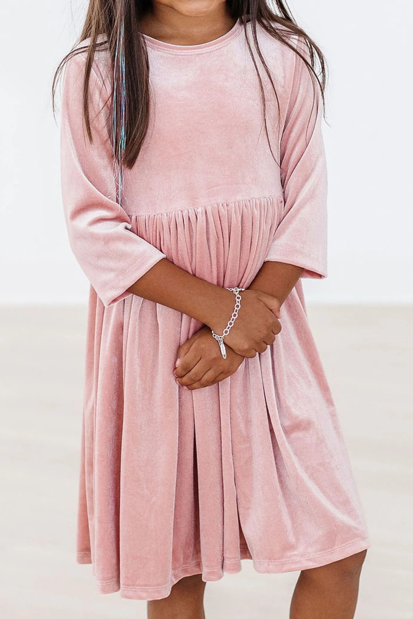 Mila & Rose | Velvet Twirl Dress | Pink | Close | Vagabond | Apparel | Boutique