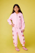 Mini Dreamer | Alexia Smiley Face Zip Hoodie and Pant Set | Pink | Vagabond | Apparel | Boutique