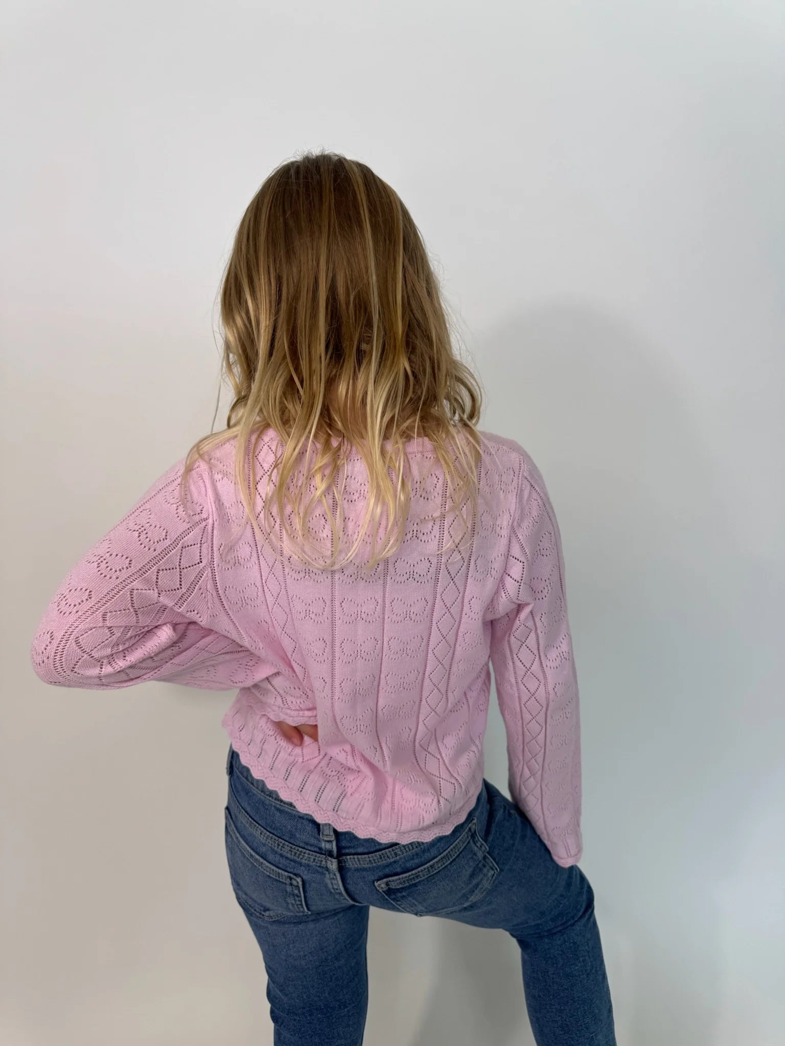Mini Dreamer | Isabella Bow Knit Tank & Cardigan Set | Model | Back | Vagabond | Apparel | Boutique