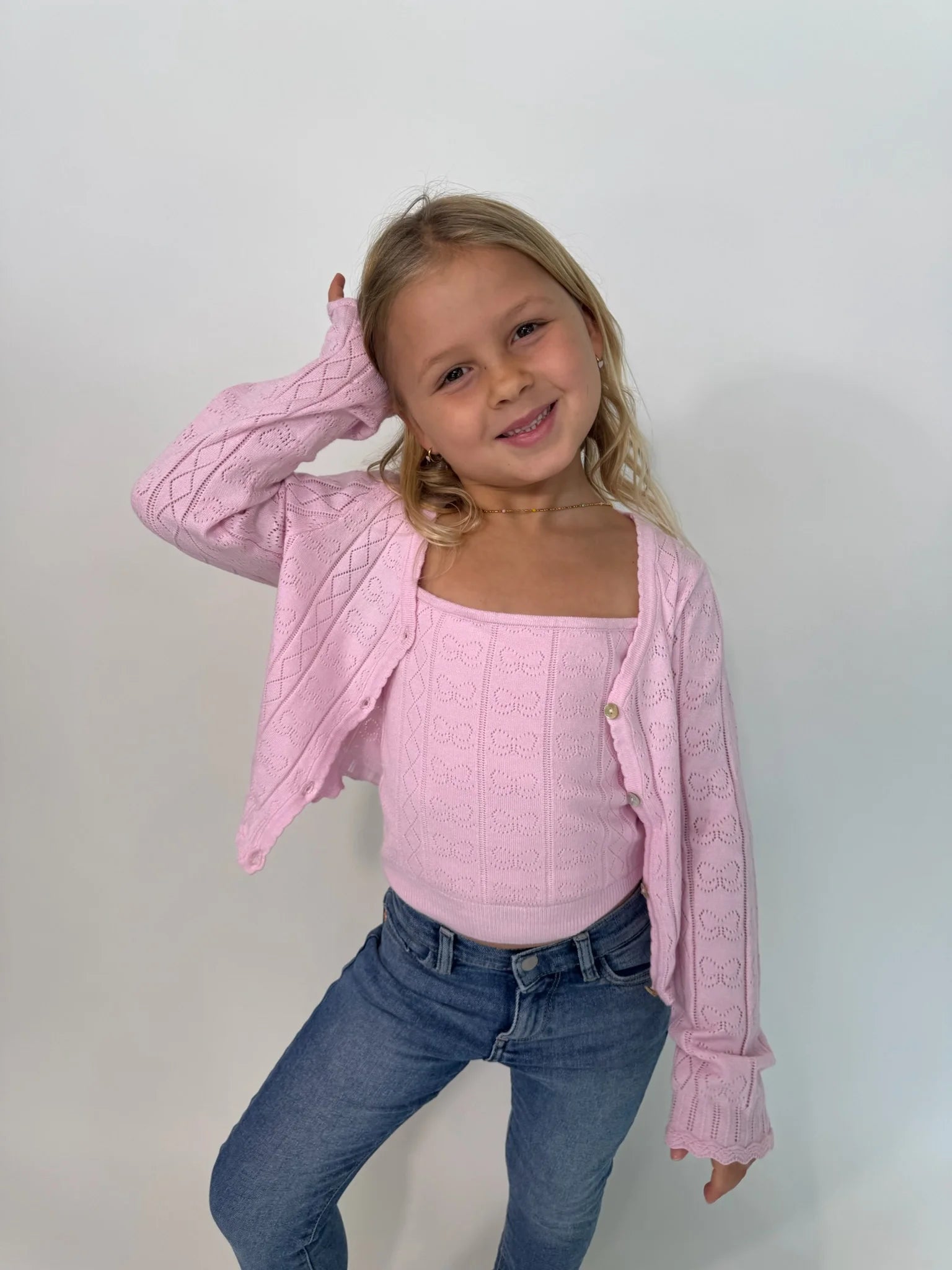 Mini Dreamer | Isabella Bow Knit Tank & Cardigan Set | Open | Vagabond | Apparel | Boutique