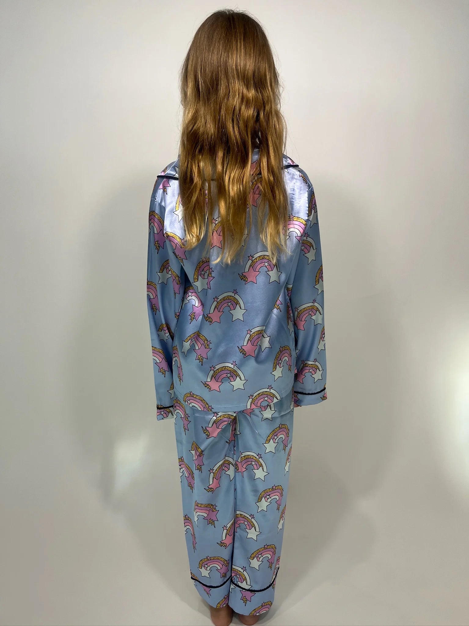 Mini Dreamer | Rainbow & Stars Silky Set | Back | Vagabond | Apparel | Boutique
