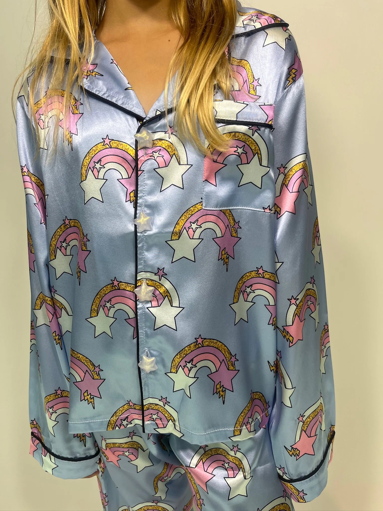 Mini Dreamer | Rainbow & Stars Silky Set | Close | Vagabond | Apparel | Boutique