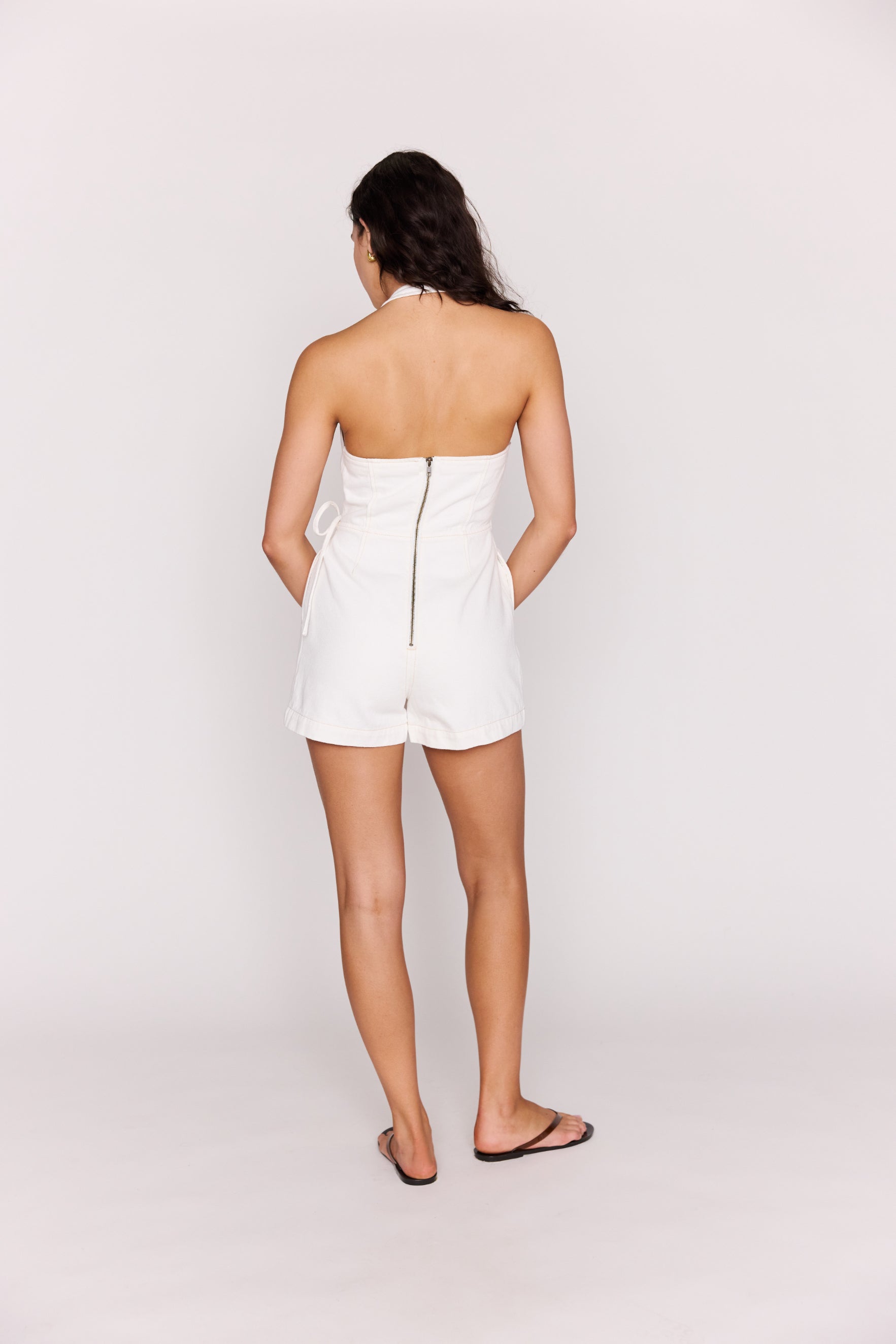 Mink Pink | Cove Denim Halter Playsuit | Back | Vagabond | Apparel | Boutique