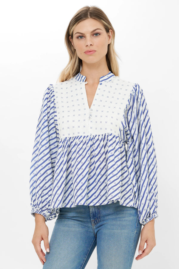 Bluelea Silky jacquard balloon tops 新品 Oliphant_Mandarin_Balloon_Top_