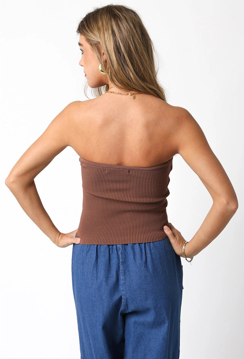 Olivaceous | Laken Top | Ash Brown | back | Vagabond | Apparel | Boutique