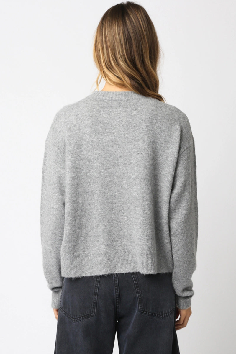 Olivaceous | Gillian Sweater | Heather Grey | Back | Vagabond | Apparel | Boutique