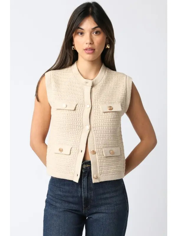 Olivaceous | Selena Button Knit Top | Vagabond | Apparel | Boutique