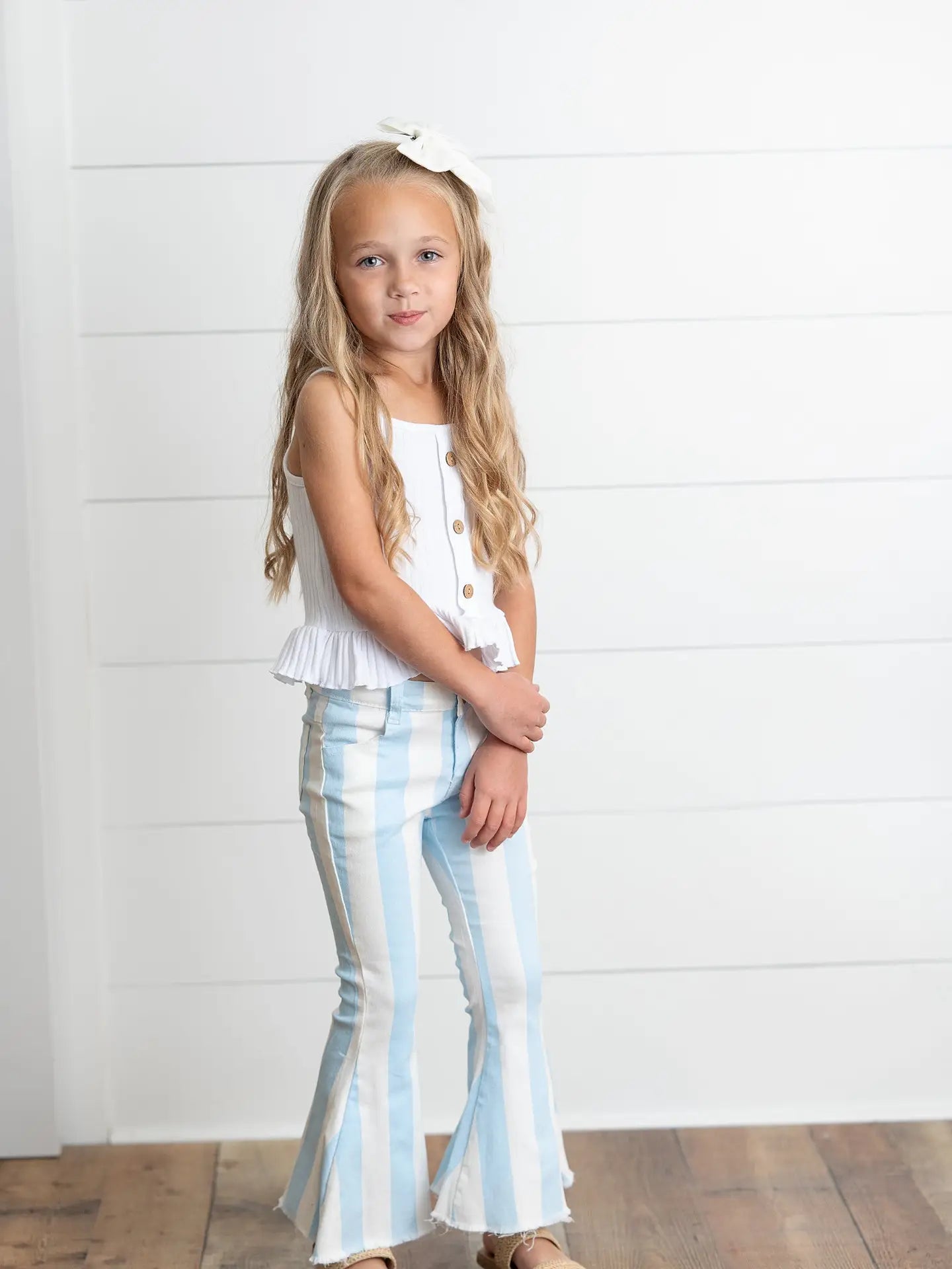 Oopsie Daisy | Stripe Flare Denim Jeans | Side | Vagabond | Apparel | Boutique