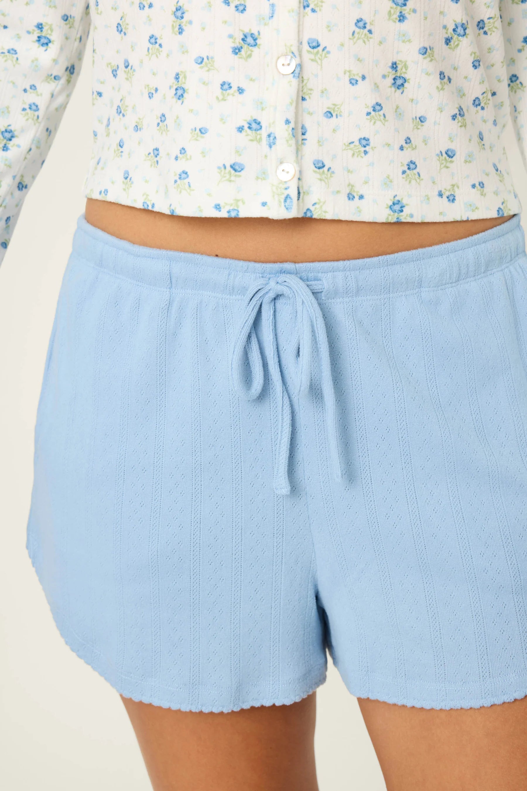 PJ Salvage | More Amour Blue Dream Pointelle Shorts | Close | Vagabond | Apparel | Boutique