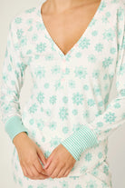 PJ Salvage | Snowflake Wishes Pointelle Henley Top | Close | Vagabond | Apparel | Boutique