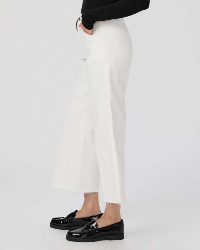 Paige | Anessa 31" Raw Hem Tonal Ecru | Side | Vagabond | Apparel | Boutique