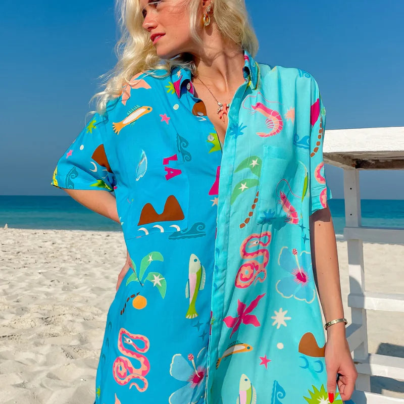 palm collective shirt dress Palm Collective Palma Checkerboard Shirt Dress