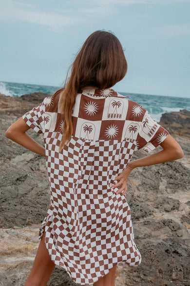 Palma | Checkerboard Shirt Dress | Black | Vagabond | Apparel | Boutique