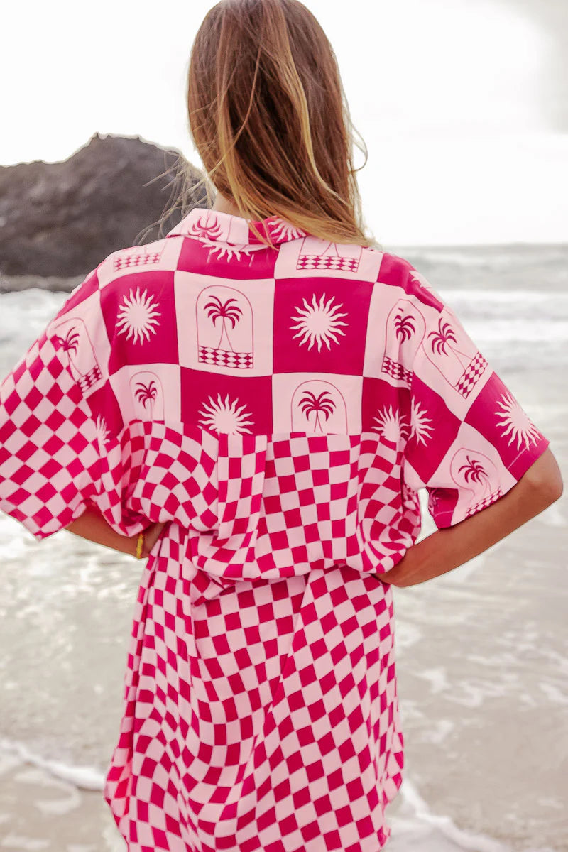 Palm Collective | Palma Checkerboard Shirt Dress | Back | Vagabond | Apparel Boutique