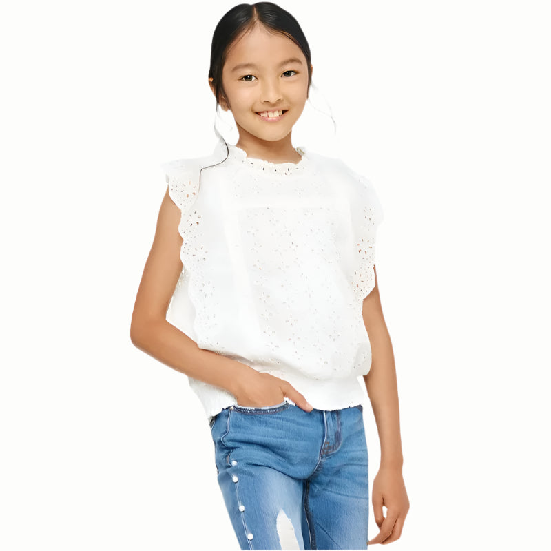 Paperdoll | Eyelet | Ruffle | Top | White | Vagabond | Apparel | Boutique