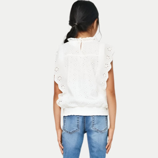 Paperdoll | Eyelet | Ruffle | Top | White | Back | Vagabond | Apparel | Boutique