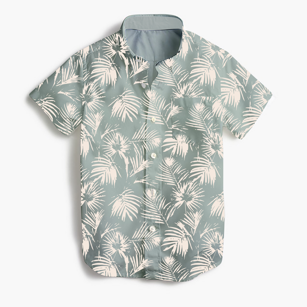 Tiny Whales Paradise Button Up Shirt Sea Glass