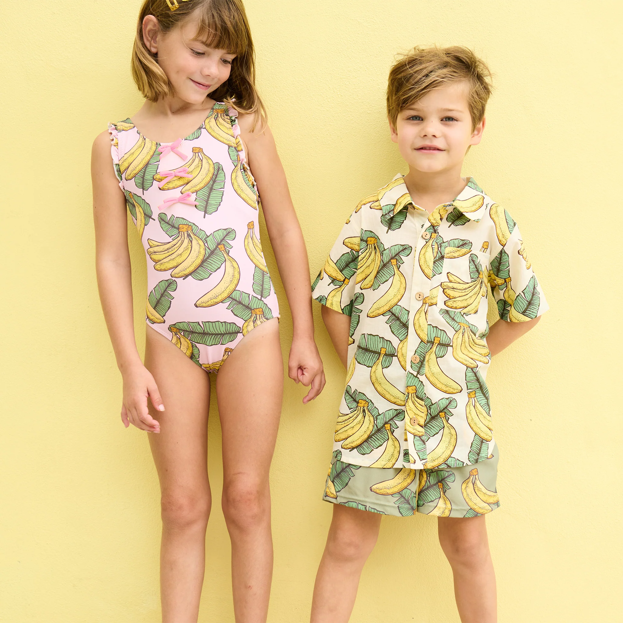 Pink Chicken | Boys Banana Leaves Swim Trunk | Models | Vagabond | Apparel | Boutique 