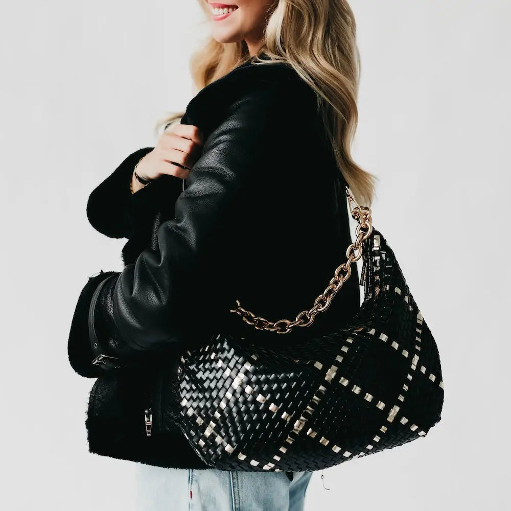 Pretty Simple | Sienna Slouchy Woven Shoulder Bag | Black  Diamond | Vagabond | Apparel | Boutique
