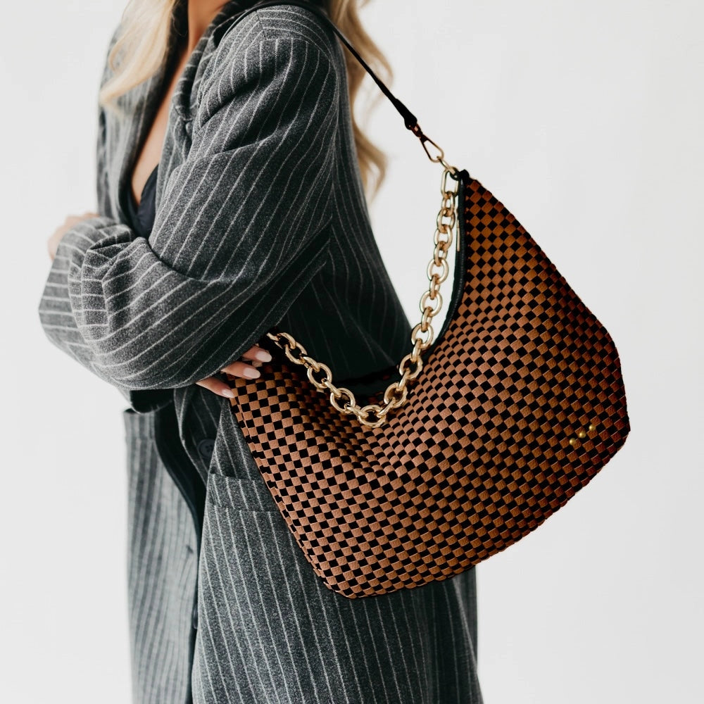 Pretty Simple | Sienna Slouchy Woven Shoulder Bag | Checkered Coffee | Vagabond | Apparel | Boutique