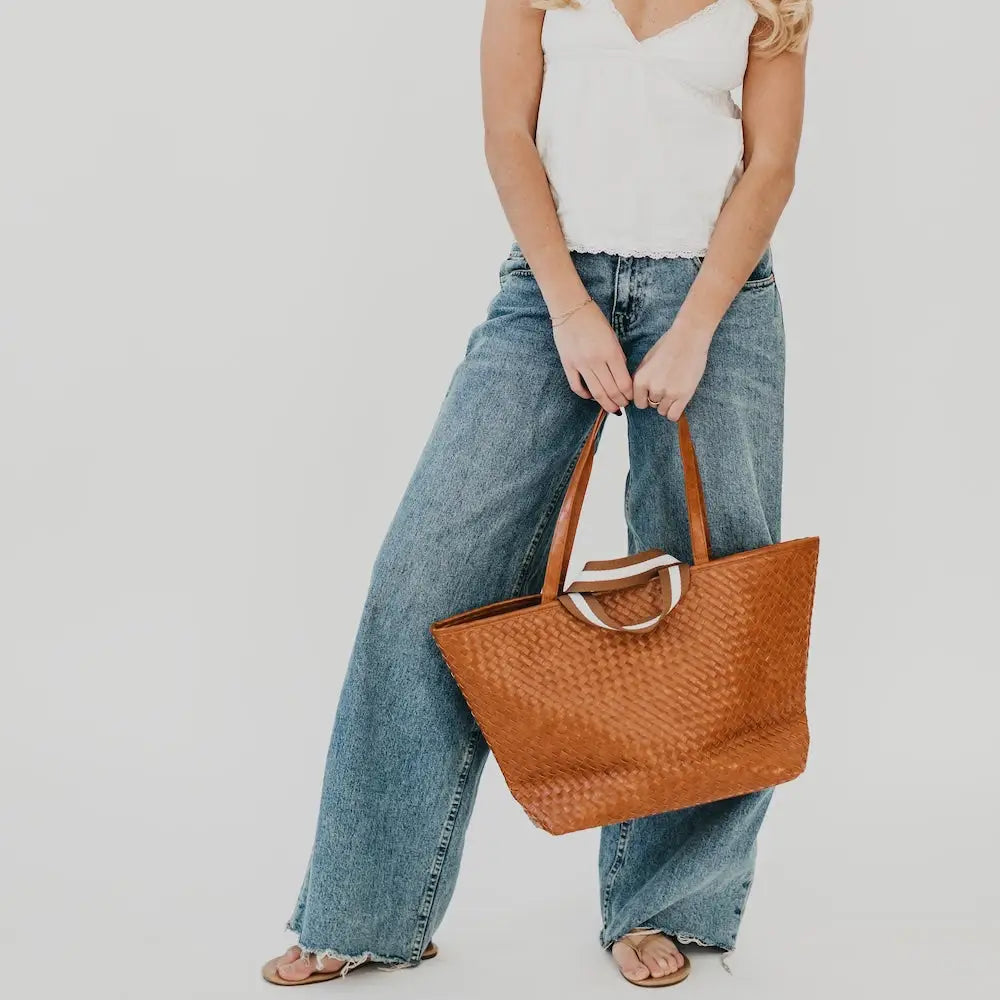 Pretty Simple | Woven Tiffany Organizer Tote Bag | Brown | Vagabond | Apparel | Boutique