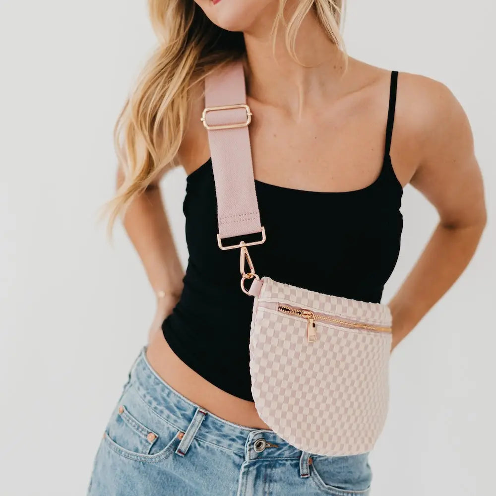 Pretty Simple | Westlyn Woven Bum Bag | Checkered Blush | Vagabond | Apparel | Boutique