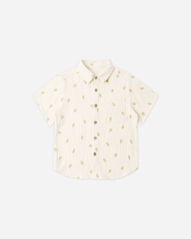 Rylee & Cru Collared Short Sleeve Shirt Pineapple