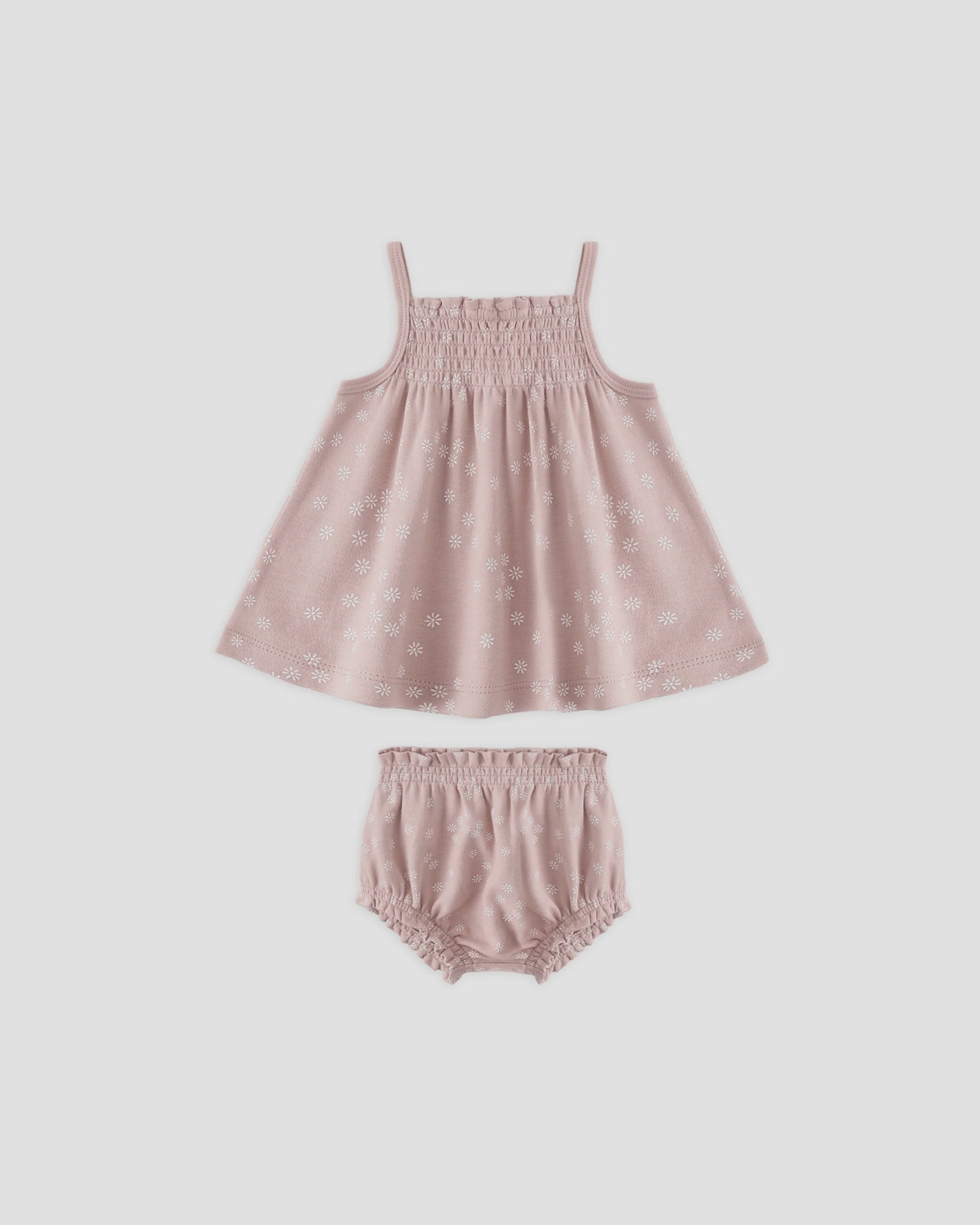 Rylee & Cru Smocked Tank & Bloomer Set Mauve Daisy