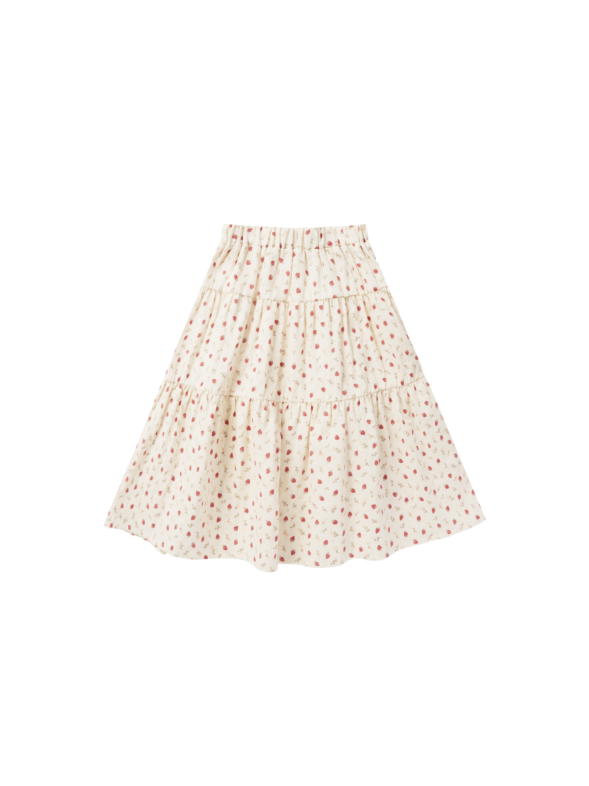 Rylee & Cru Tiered Midi Skirt Strawberry
