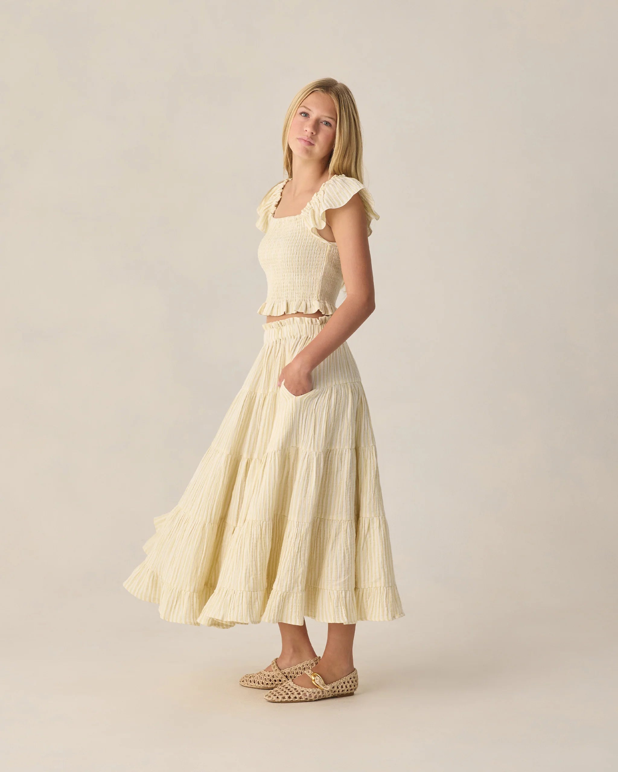 Rylee & Cru | Zayla Top Citron Stripe | Side | Vagabond | Apparel | Boutique