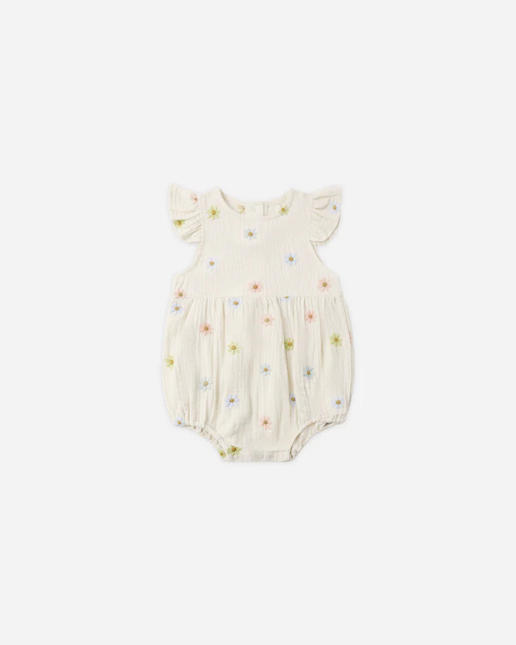 Rylee & Cru | Amelia Romper Embroidered Daisies | Vagabond | Apparel | Boutique