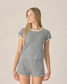 Rylee & Cru | Pointelle Shorts Navy Stripe | Model | Tween | Vagabond | Apparel | Boutique