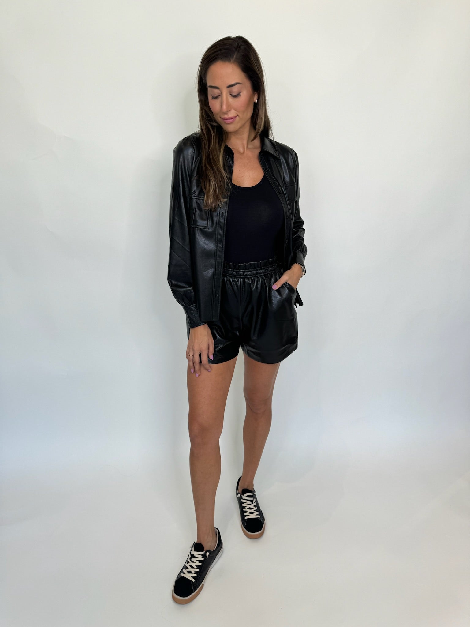 Reset Rizzo Faux Leather Button Up Shacket | Vagabond Apparel Boutique
