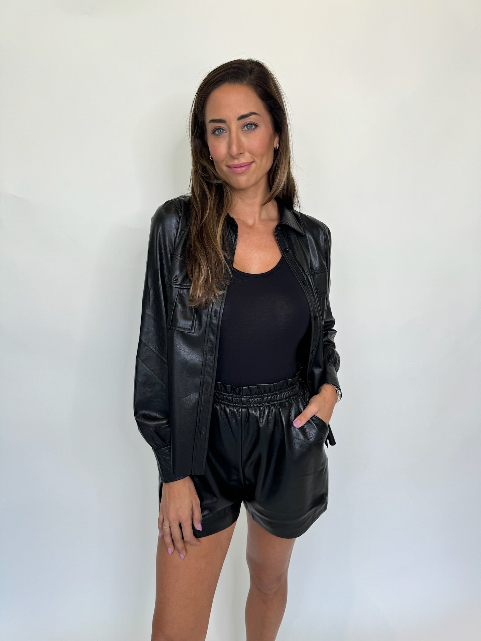 Reset Rizzo Faux Leather Button Up Shacket | Vagabond Apparel Boutique