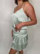 Reset | Silky Amore Top | Side | Pistachio | Vagabond | Apparel | Boutique