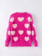 Rylee Faith Designs | Women Heart Print Knit Pullover Sweater | Back | Vagabond | Apparel | Boutique