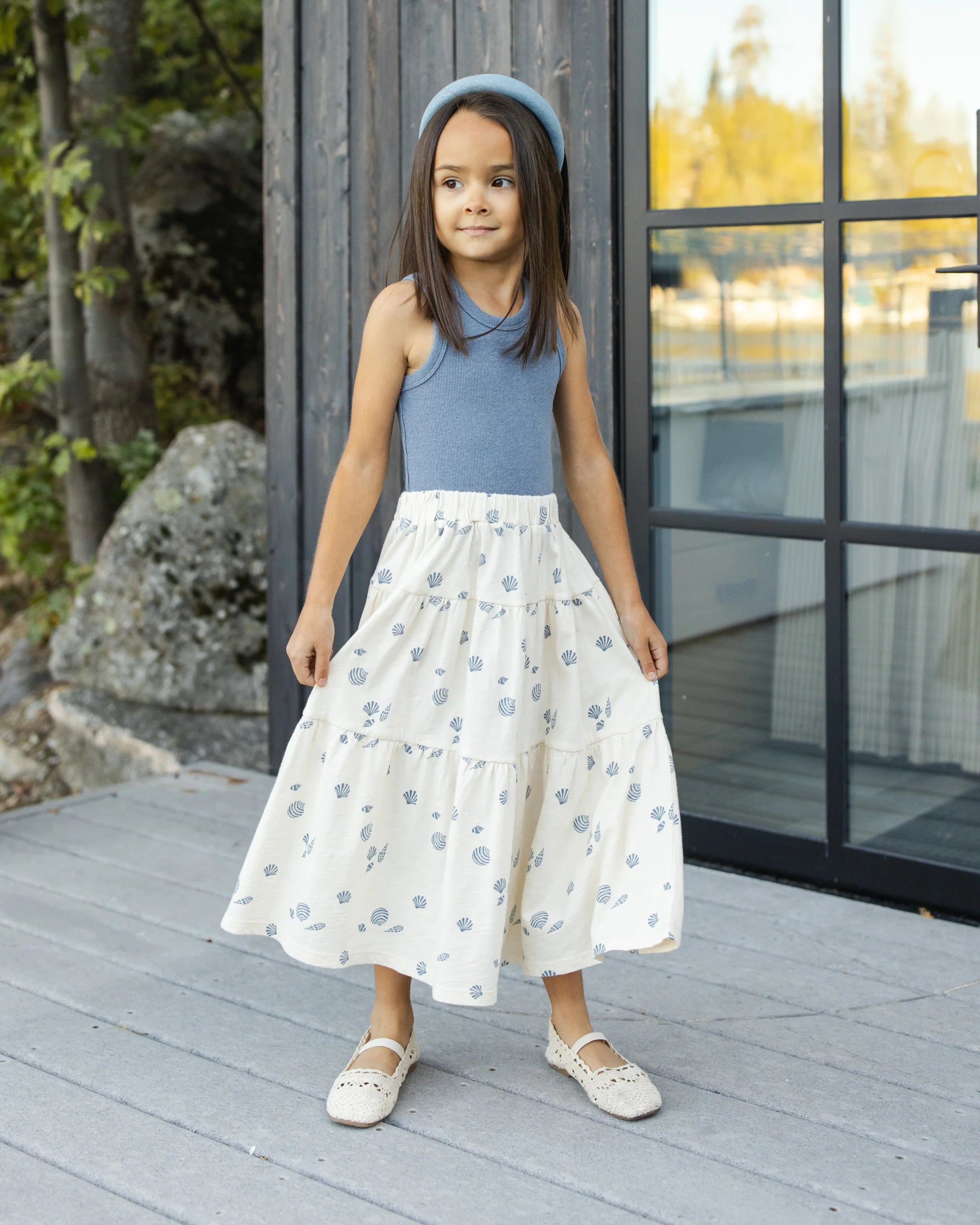 Rylee & Cru | Tiered Midi Skirt Seashells | Vagabond | Apparel | Boutique